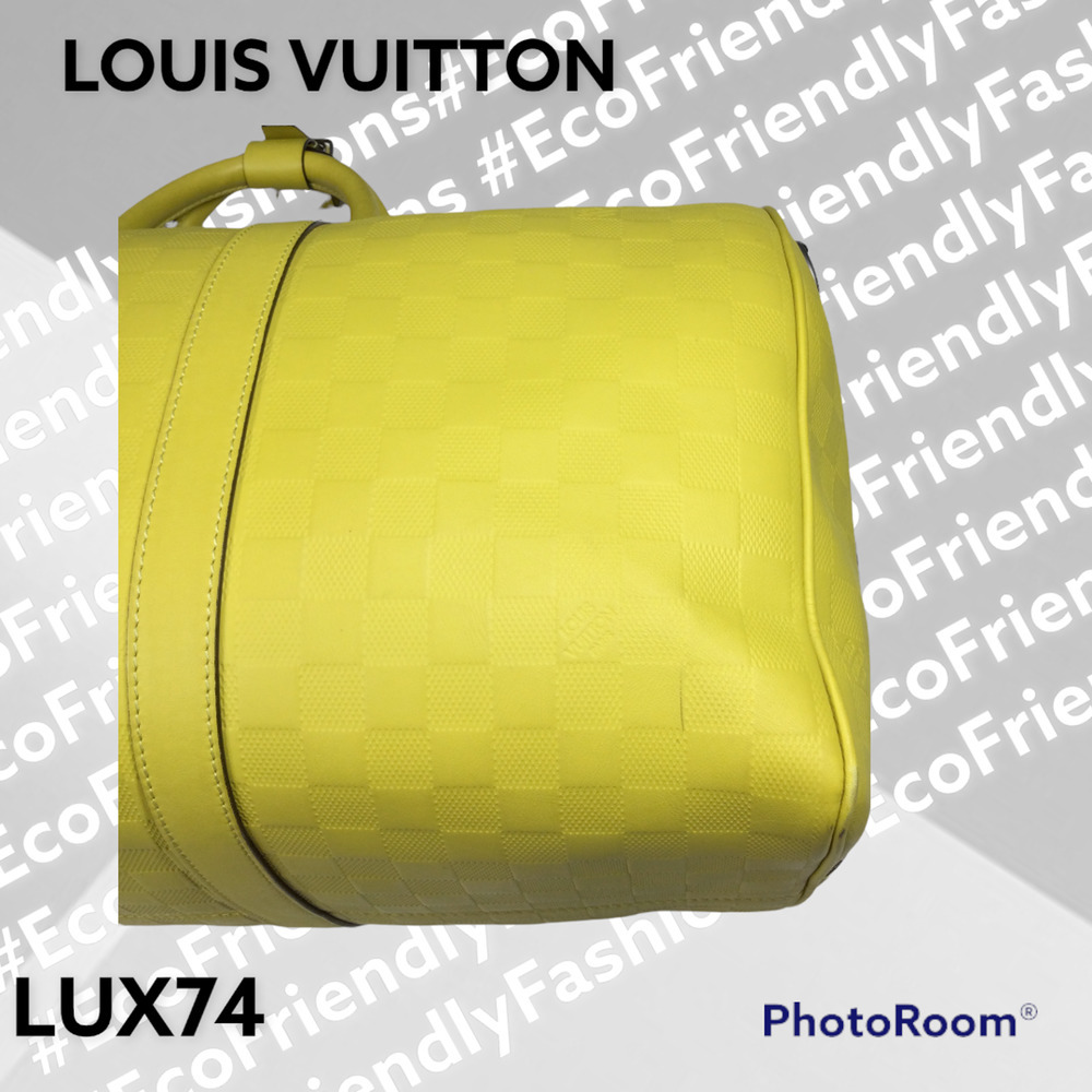 Louis Vuitton Keepall Bandouliere Bag Damier Infini Leather 45 in Vert Acide - Picture 7 of 14